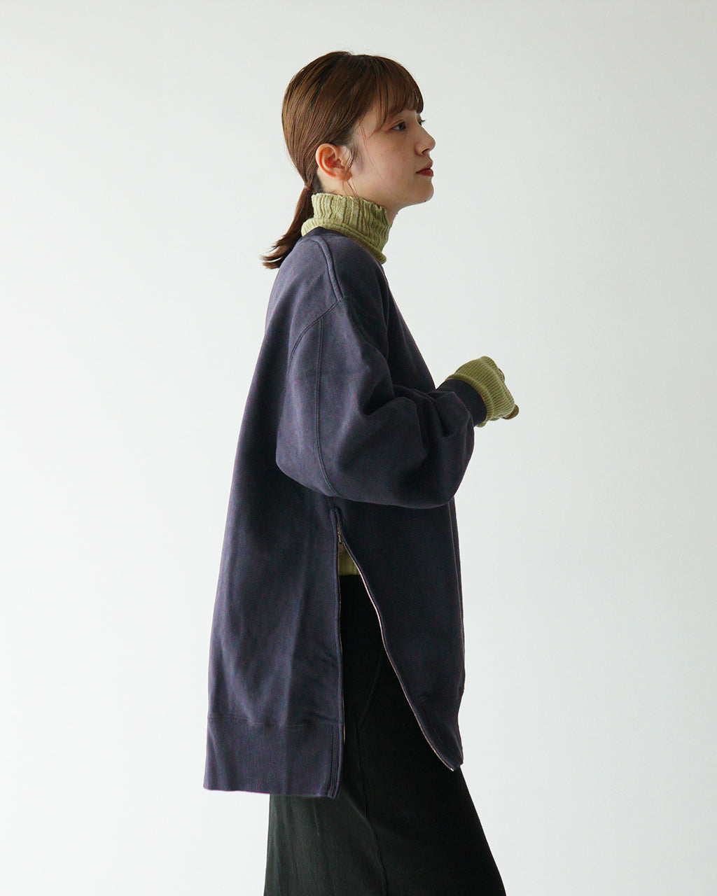 unfil アンフィル スウェット ヴィンテージ コットン フリース サイド ジップ オーバーサイズ スウェットシャツ vintage cotton fleece side zip oversized sweatshirt WFFL-UW132 【送料無料】