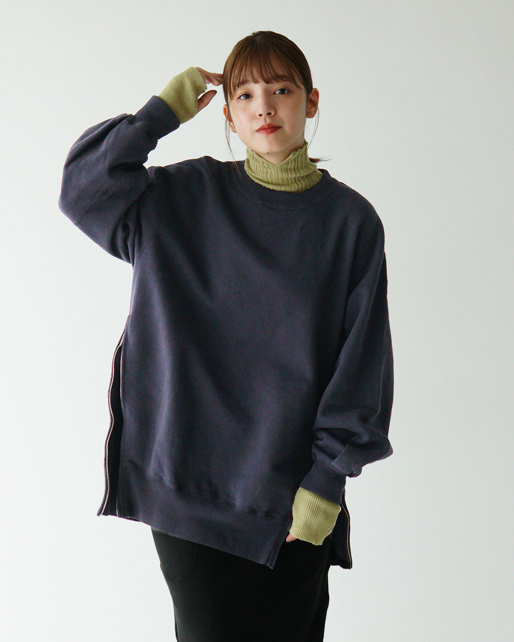 unfil アンフィル スウェット ヴィンテージ コットン フリース サイド ジップ オーバーサイズ スウェットシャツ vintage cotton fleece side zip oversized sweatshirt WFFL-UW132 【送料無料】