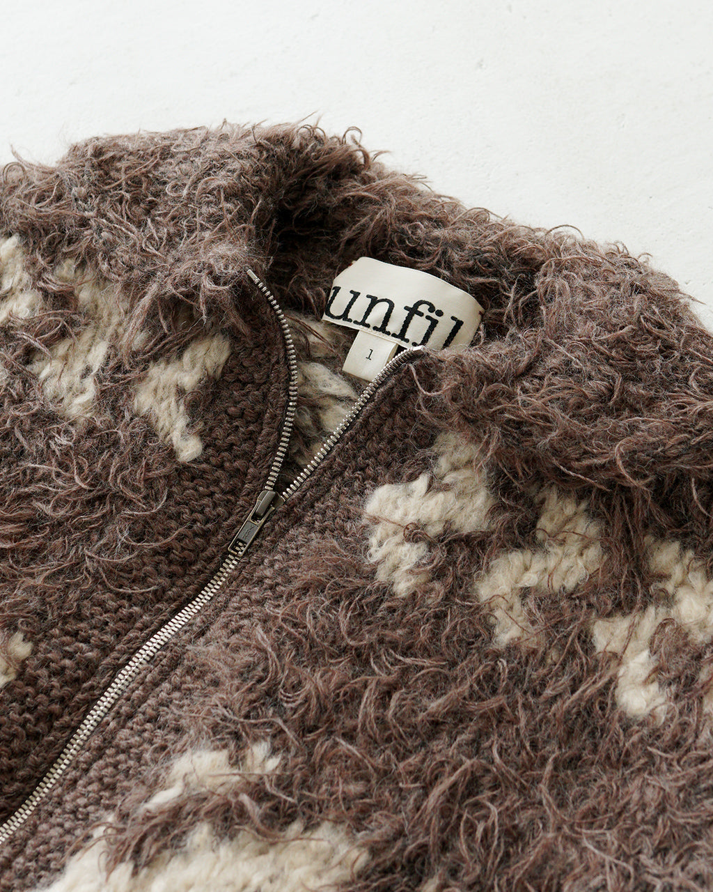 unfil アンフィル カウチンニットジャケット urugayan wool COWICHAN hand-knit jacket ウール ジップアップ WFFL-UW138【送料無料】