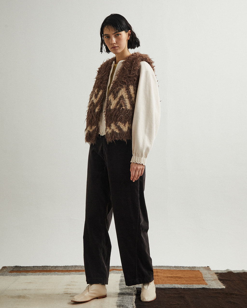 【SALE！20%OFF】unfil アンフィル カウチンベスト ウルグアイウール urugayan wool COWICHAN hand-knit vest ショート丈 ニット WFFL-UW139【送料無料】