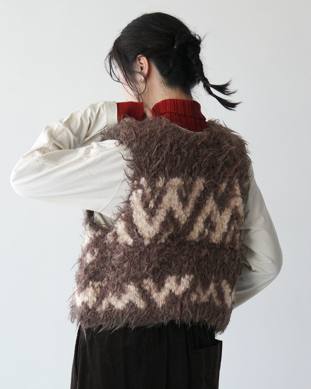 【SALE！20%OFF】unfil アンフィル カウチンベスト ウルグアイウール urugayan wool COWICHAN hand-knit vest ショート丈 ニット WFFL-UW139【送料無料】