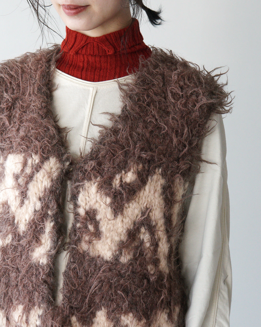 【SALE！20%OFF】unfil アンフィル カウチンベスト ウルグアイウール urugayan wool COWICHAN hand-knit vest ショート丈 ニット WFFL-UW139【送料無料】