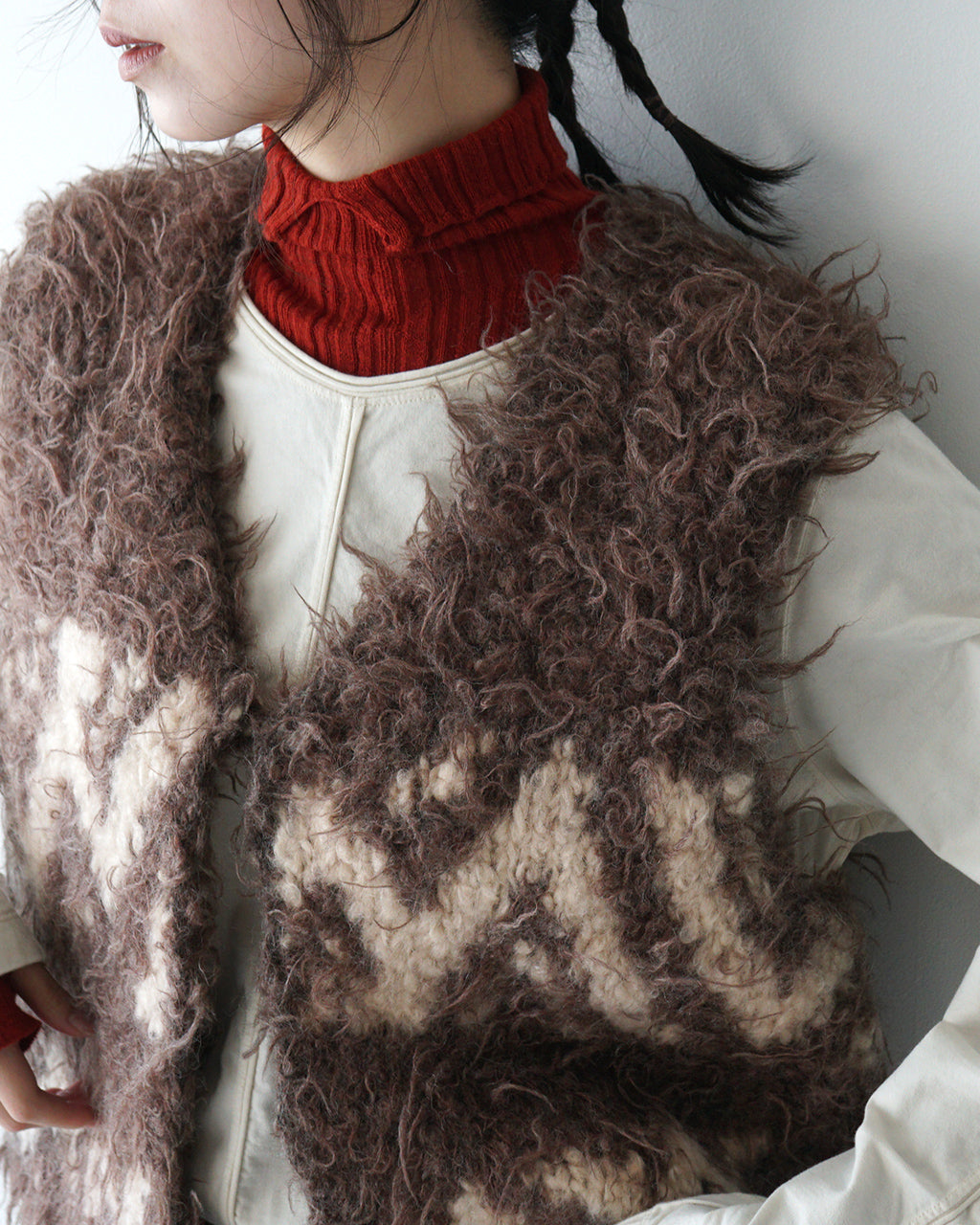 【SALE！20%OFF】unfil アンフィル カウチンベスト ウルグアイウール urugayan wool COWICHAN hand-knit vest ショート丈 ニット WFFL-UW139【送料無料】