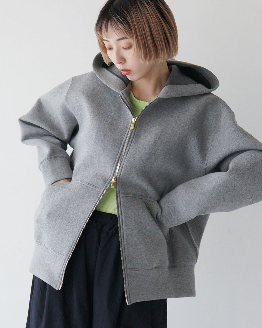 unfil アンフィル オーバーサイズ ジップパーカー double faced jersey oversized zip parka ジャージー フーディー スウェット WVSP-UW105【送料無料】