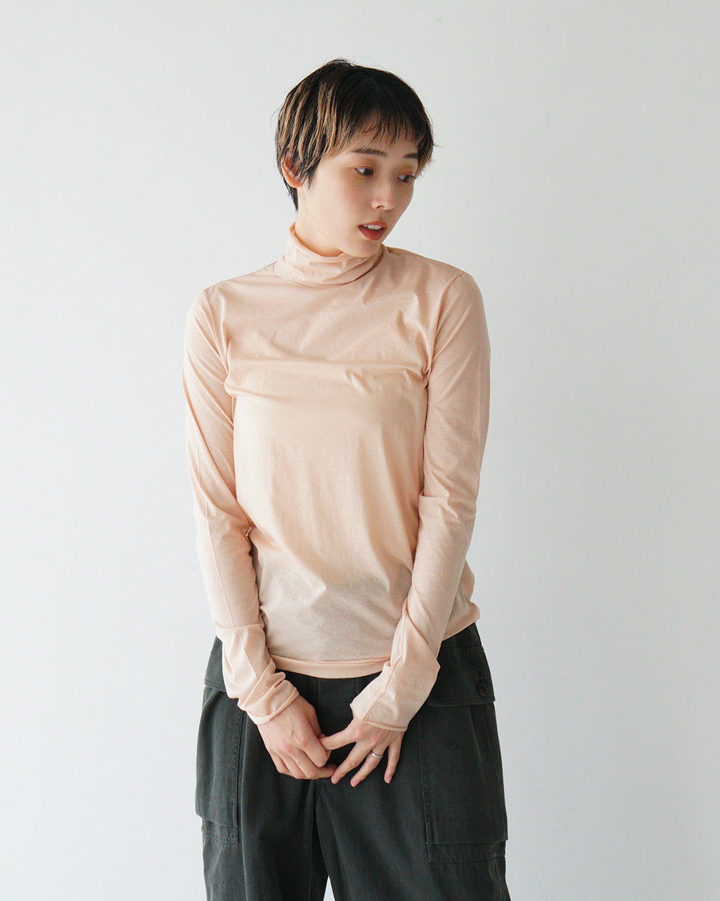 unfil アンフィル ハイネック タートルネック 長袖Tシャツ twisted cotton sheer jersey high-neck L S Tee ツイストコットン シアージャージー  カットソー WVSP-UW114【送料無料】