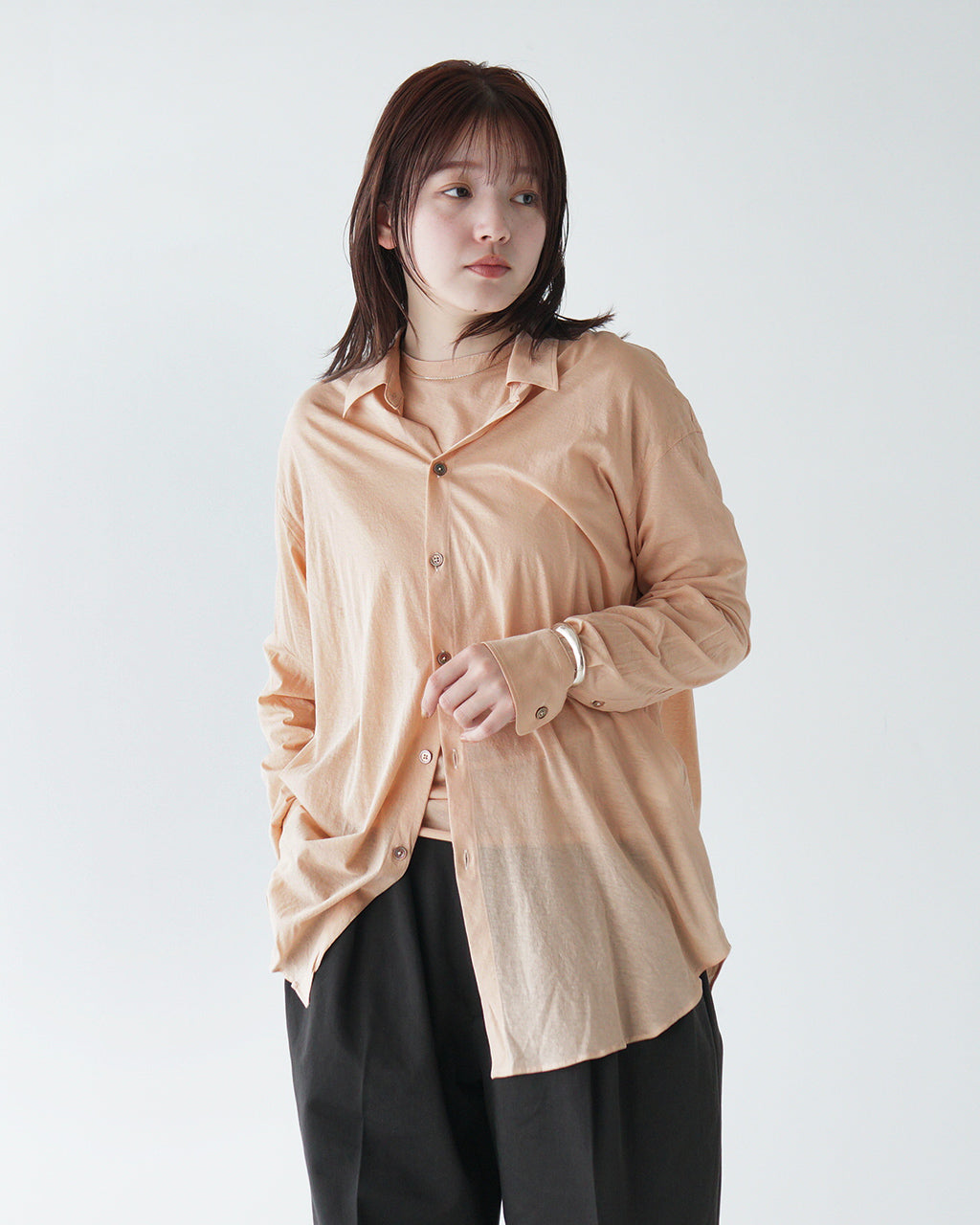 unfil アンフィル レギュラーカラーシャツ twisted cotton sheer jersey fluid shirt ツイストコットン シアージャージー WVSP-UW115【送料無料】