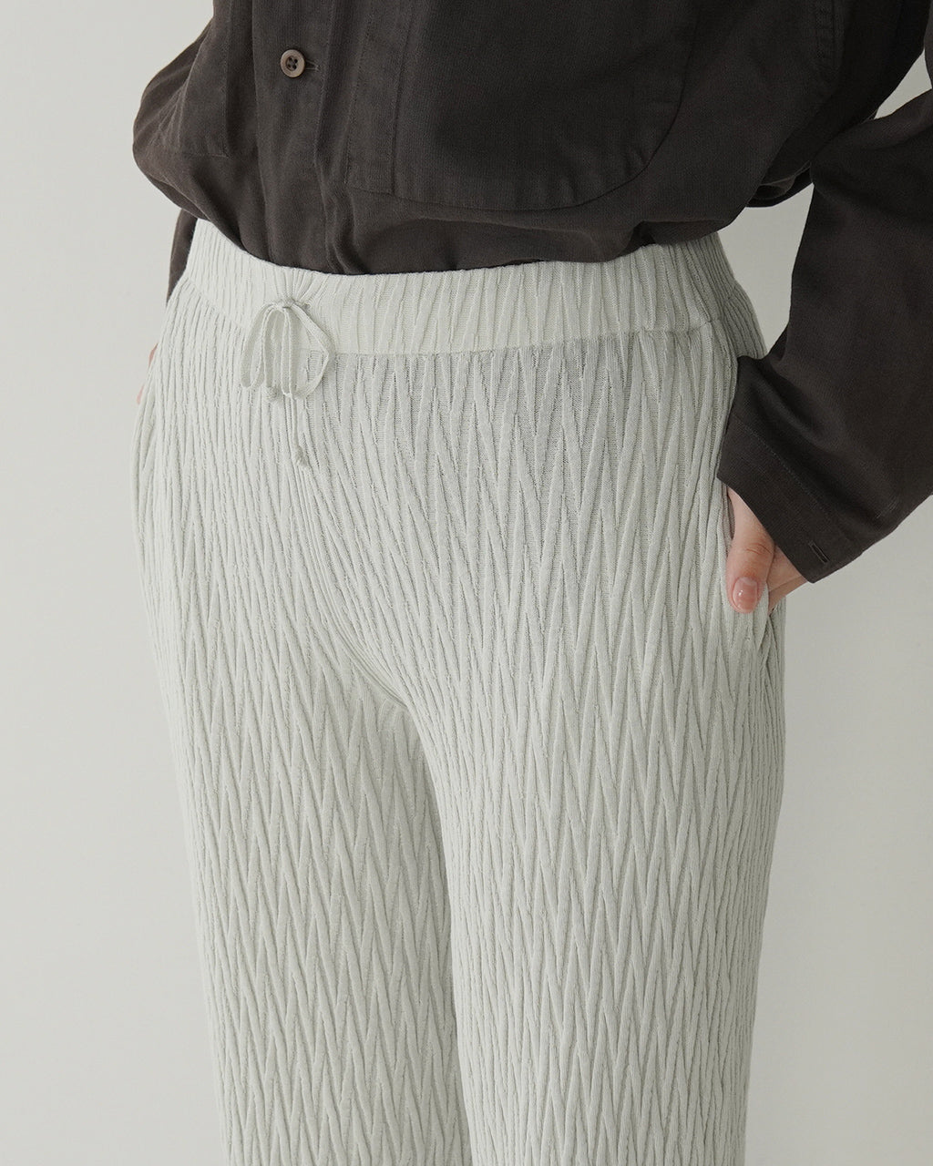 ＼早得24時間限定ポイント10倍／unfil アンフィル リブニットパンツ high twist cotton links-pattern ribbed-knit pants ハイツイストコットン リンクスパターン イージーパンツ WVSP-UW139【送料無料】