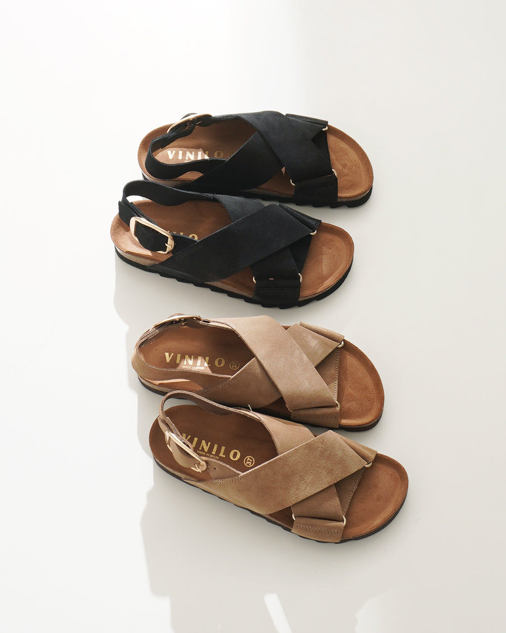 VINILO ヴィニーロ スエード フラット クロスサンダル 革 レザー ベルトサンダル SANDAL スライドサンダル CH-14509-SE【送料無料】