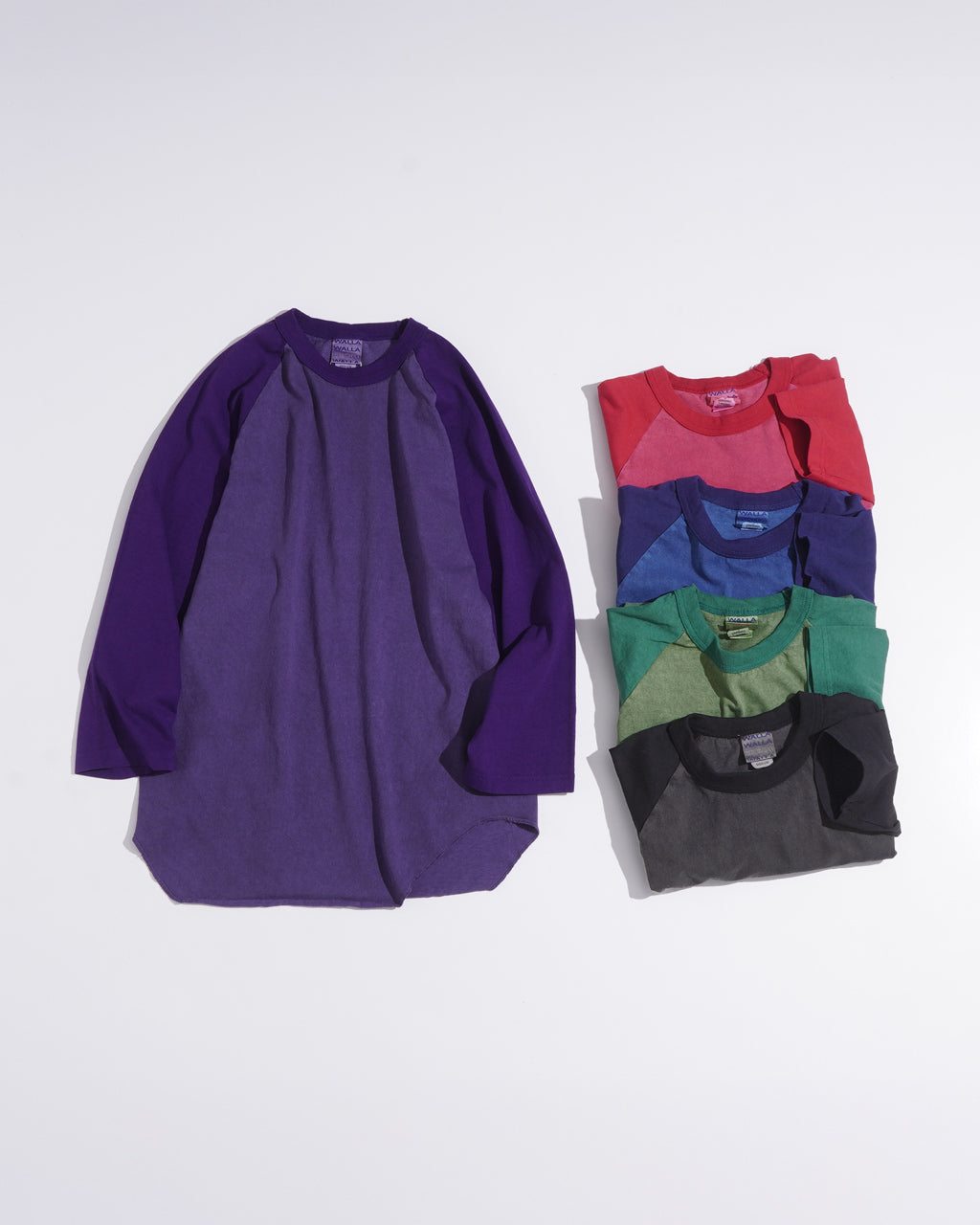 【SALE！40%OFF】WALLA WALLA SPORT ワラワラスポーツ 七分袖 長袖 ラグランスリーブ Tシャツ ツートーン USAコットン PIGMENT DYE 2-TONE B.B. TEE 030223