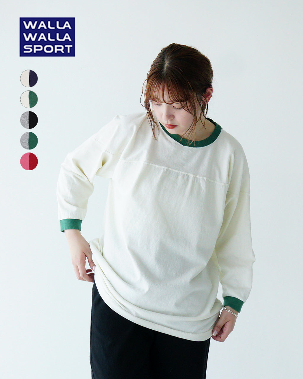 WALLA WALLA SPORT ワラワラスポーツ 七分袖Tシャツ 長袖 リンガーTシャツ ロンT カットソー USAコットン RINGER FOOTBALL TEE 130066