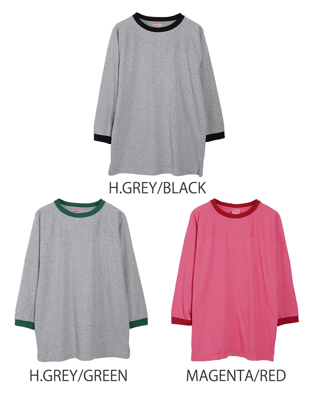 【SALE！30%OFF】WALLA WALLA SPORT ワラワラスポーツ 七分袖Tシャツ 長袖 リンガーTシャツ ロンT カットソー USAコットン RINGER FOOTBALL TEE 130066