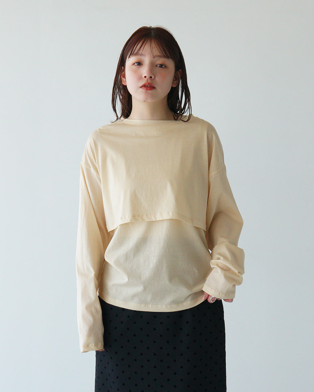 WHYTO ホワイト レイヤードセットTシャツ LAYERED SET TEE WHT【2枚セット】シアー 長袖 カットソー タンクトップ WHT25HBL4063【送料無料】