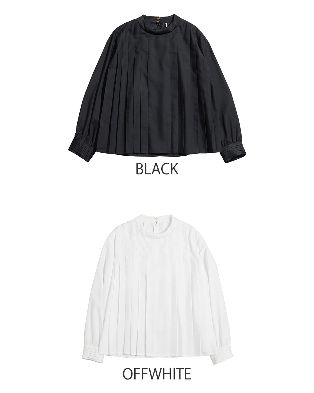 WHYTO. ホワイト フロント プリーツ ブラウス Front Pleats Blouse