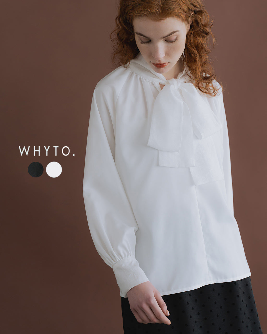 WHYTO. ホワイト シャツ ボウタイブラウス combination bou tie blouse リボン WHT24FBL4050【送料無料】