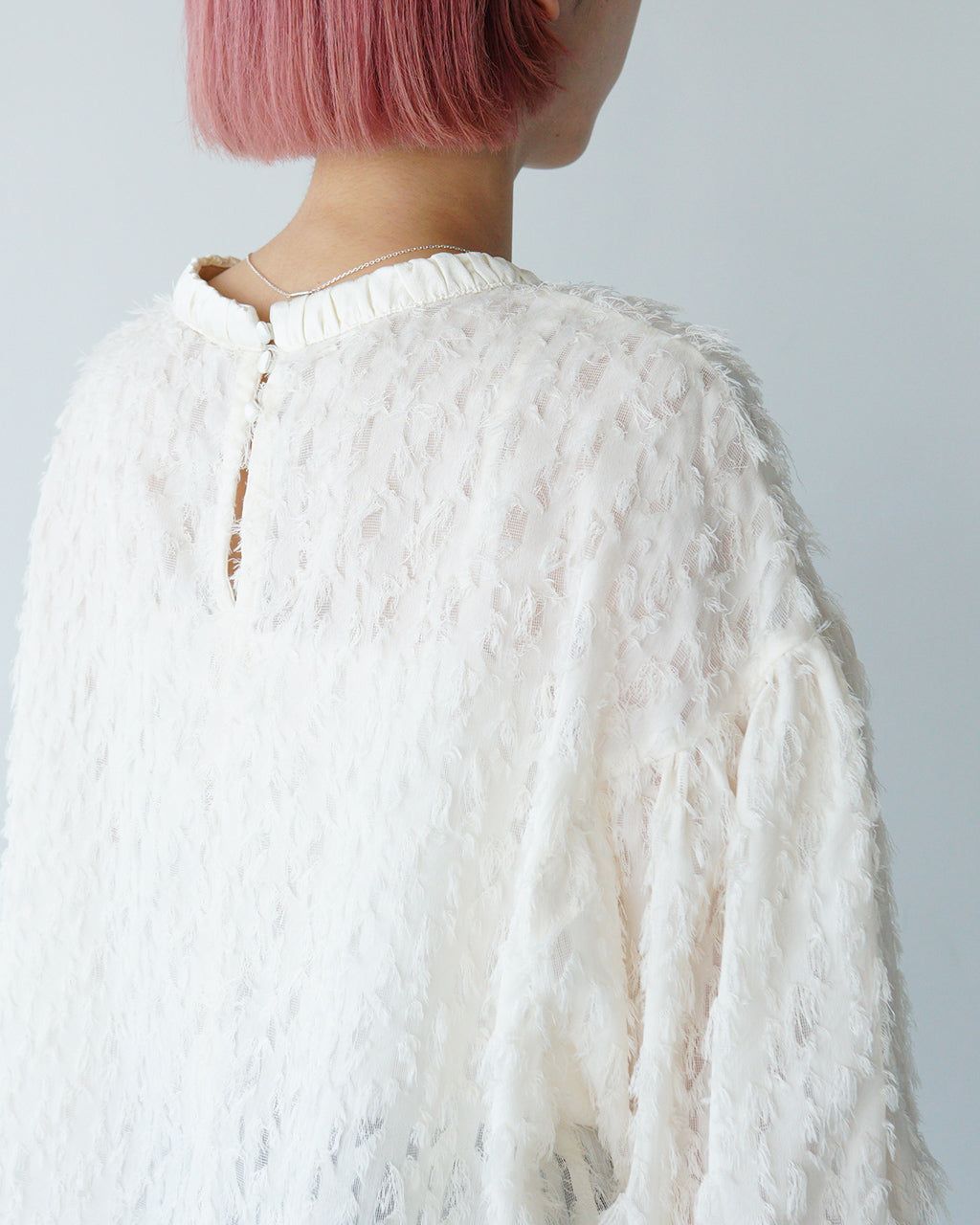 WHYTO. ホワイト カットソー ジャガードブラウス jacquard volume blouse ボリューム WHT24FBL4053【送料無料】