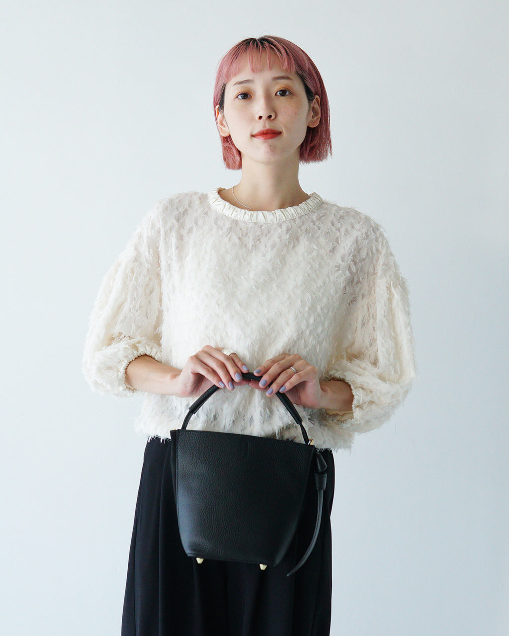 WHYTO. ホワイト カットソー ジャガードブラウス jacquard volume blouse ボリューム WHT24FBL4053【送料無料】