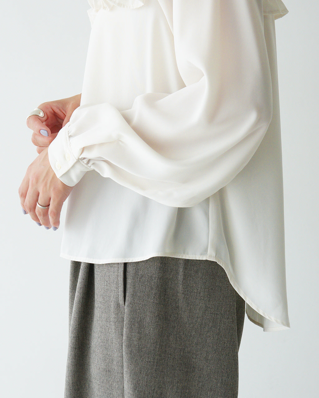 期間限定ポイント10倍！WHYTO. ホワイト シャツ フリルカラー ブラウス レディース frill collar blouse WHT24FBL4056【送料無料】