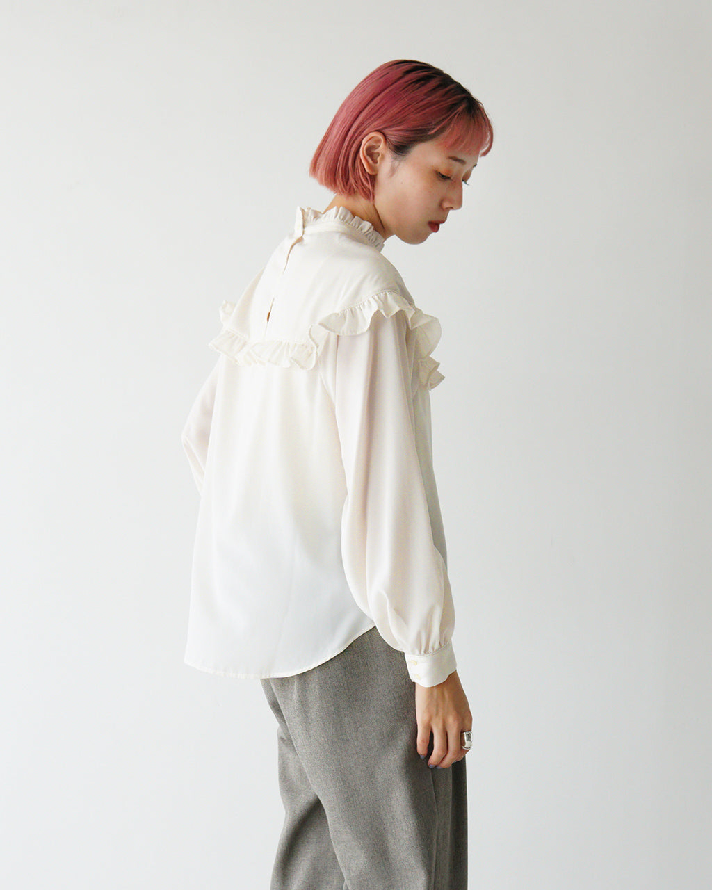 期間限定ポイント10倍！WHYTO. ホワイト シャツ フリルカラー ブラウス レディース frill collar blouse WHT24FBL4056【送料無料】