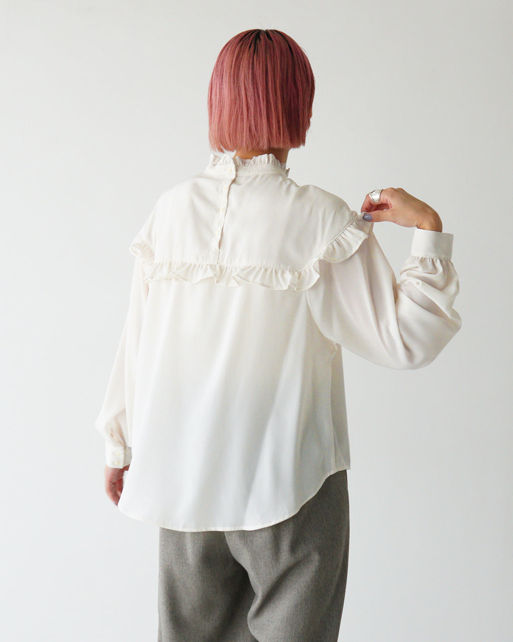 WHYTO. ホワイト シャツ フリルカラー ブラウス レディース frill collar blouse WHT24FBL4056【送料無料】【クーポン対象外】