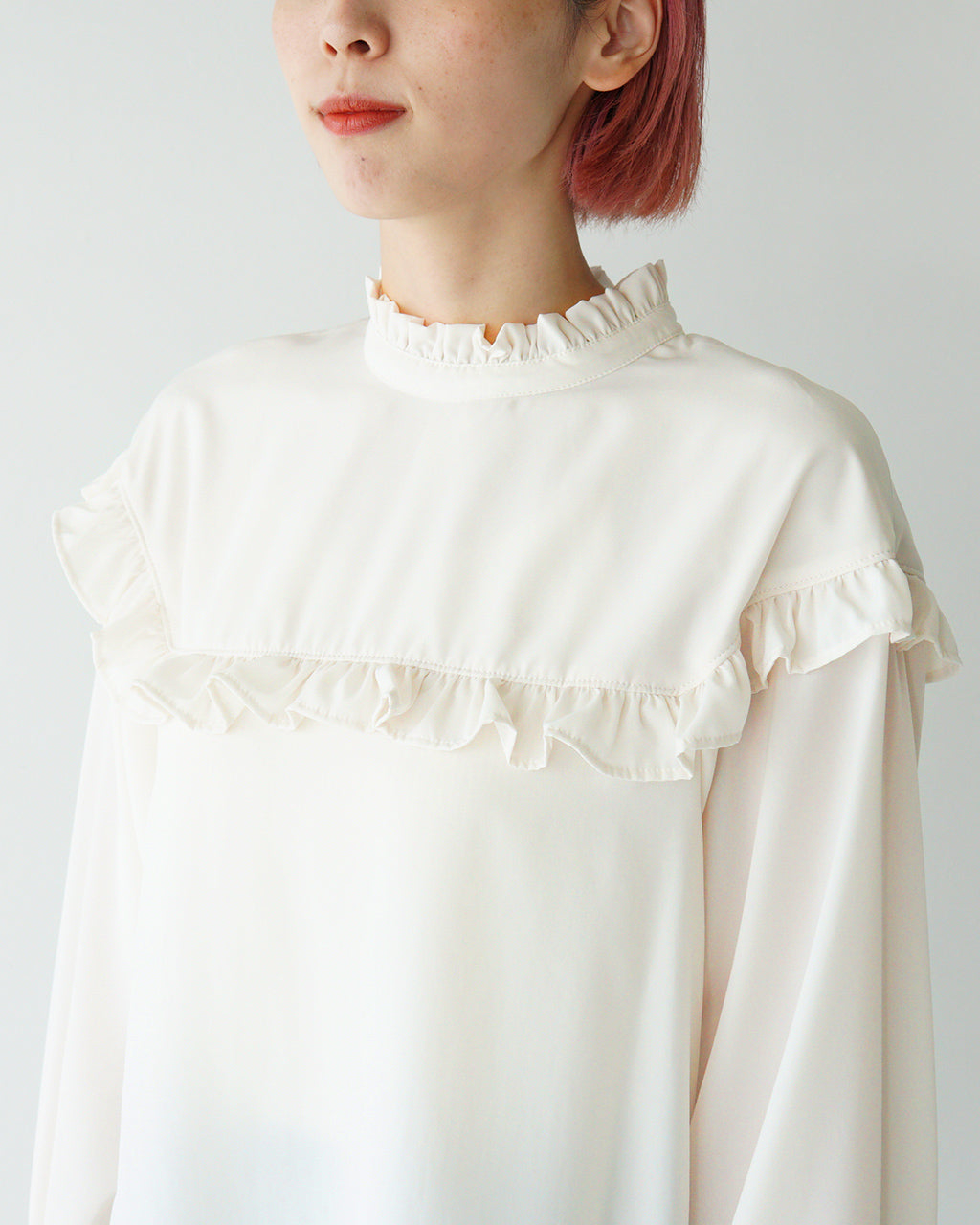 期間限定ポイント10倍！WHYTO. ホワイト シャツ フリルカラー ブラウス レディース frill collar blouse WHT24FBL4056【送料無料】