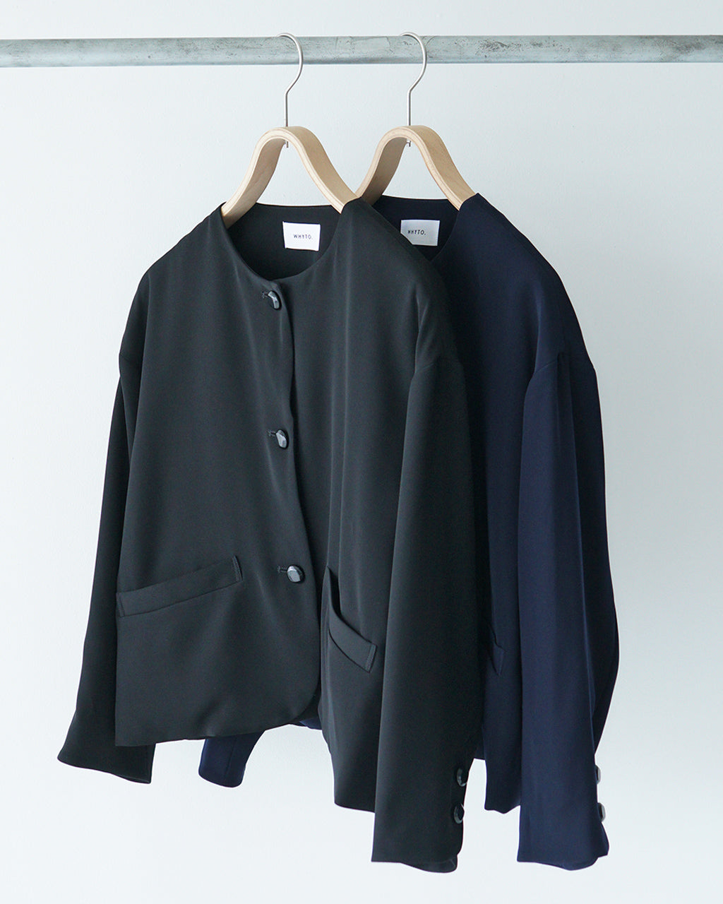 WHYTO. ホワイト ノーカラージャケット no collar button jacket ボタンドロップショルダー WHT24FJK4035【送料無料】【クーポン対象外】