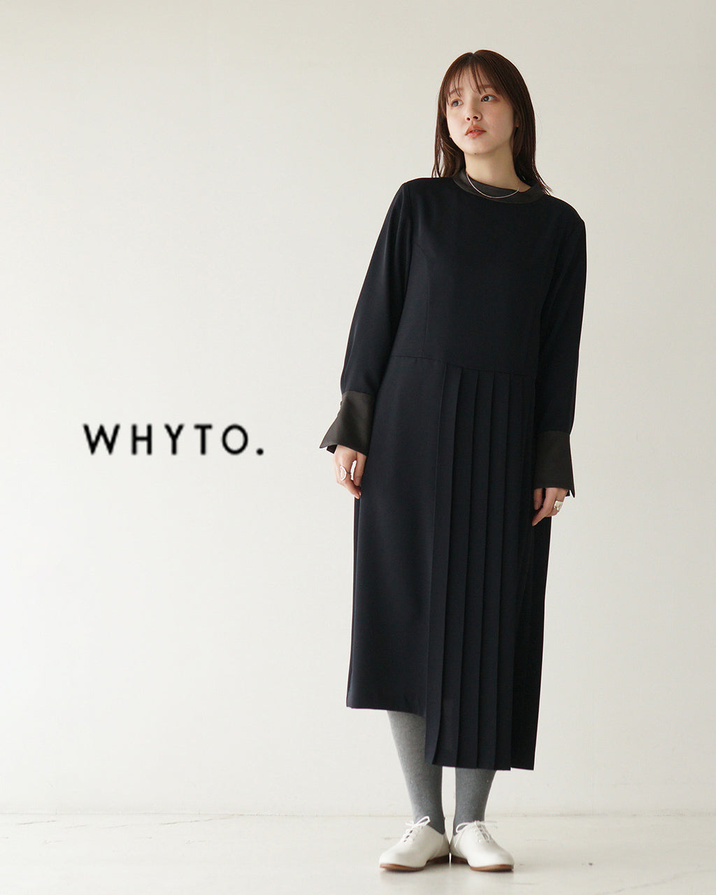 期間限定ポイント10倍！WHYTO. ホワイト アシンメトリープリーツドレス ASYMMETRY PLEATS DRESS ワンピース WHT25HOP4060【送料無料】