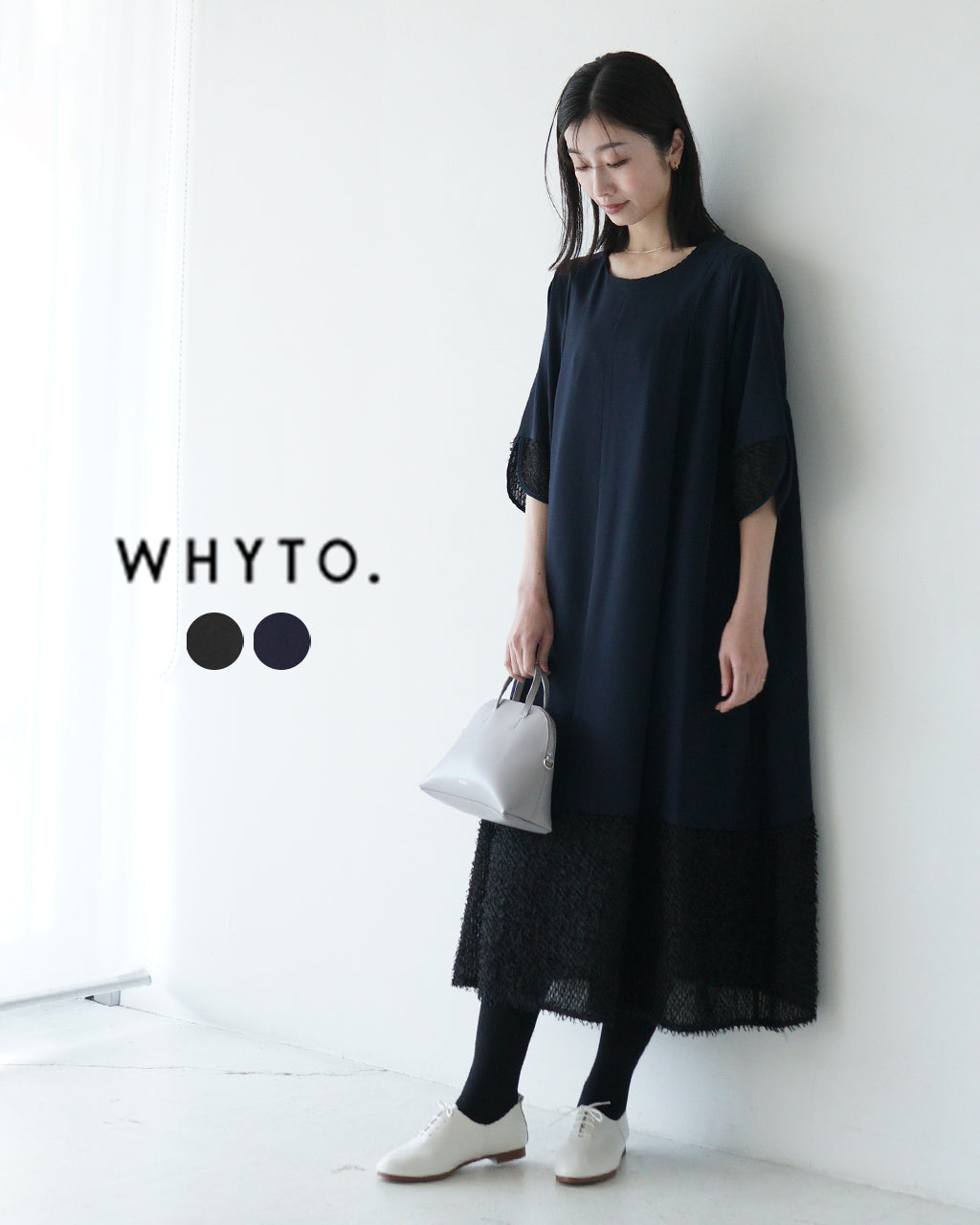 期間限定ポイント10倍！WHYTO ホワイト タックワンピース ジャカード ドレス オケージョン JACQUARD COMBINAISON DRESS WHT25HOP4066【送料無料】