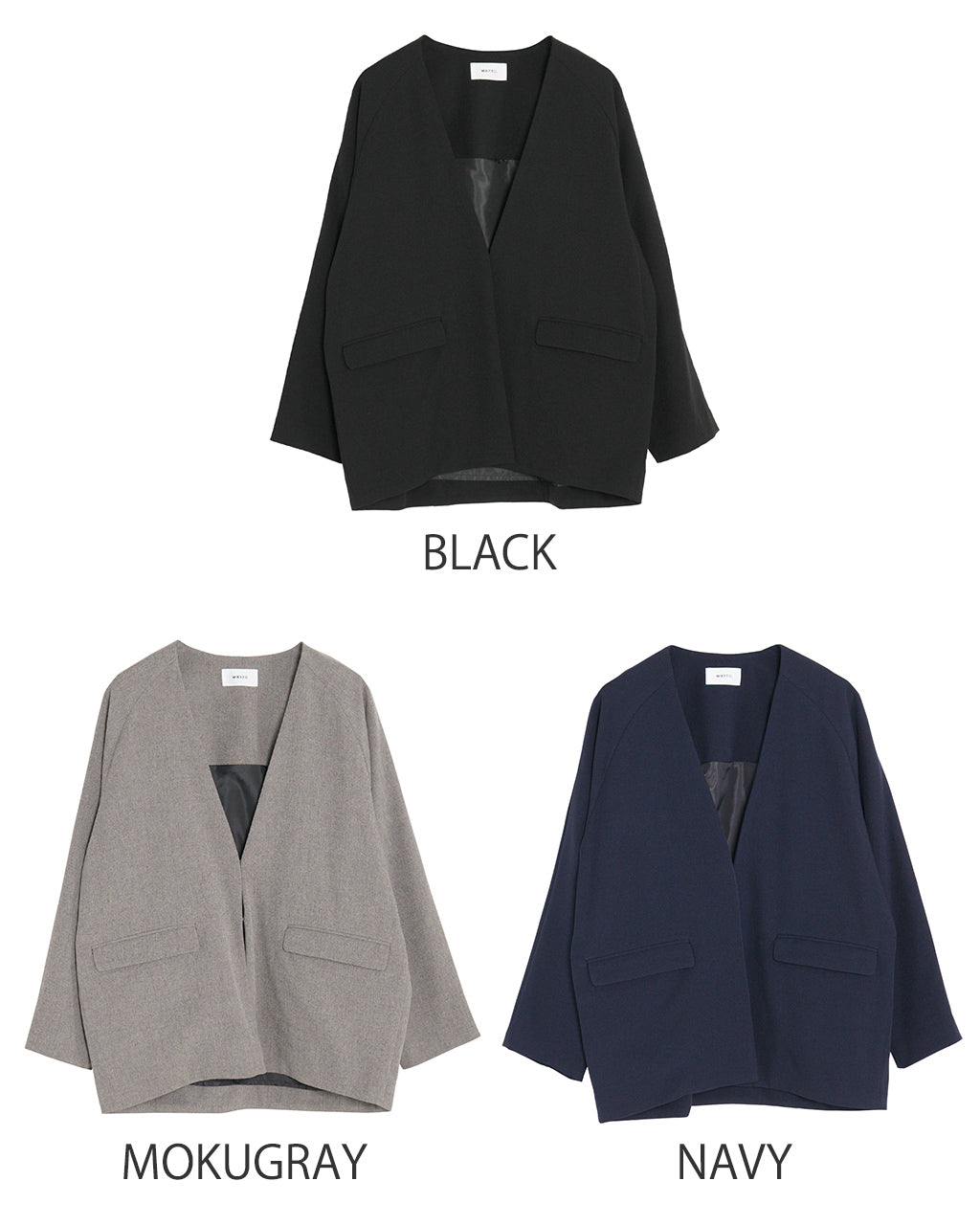 期間限定ポイント10倍！WHYTO. ホワイト ノーカラージャケット v slit over jacket Vスリット オーバーシルエット WHT24FJK4034【送料無料】