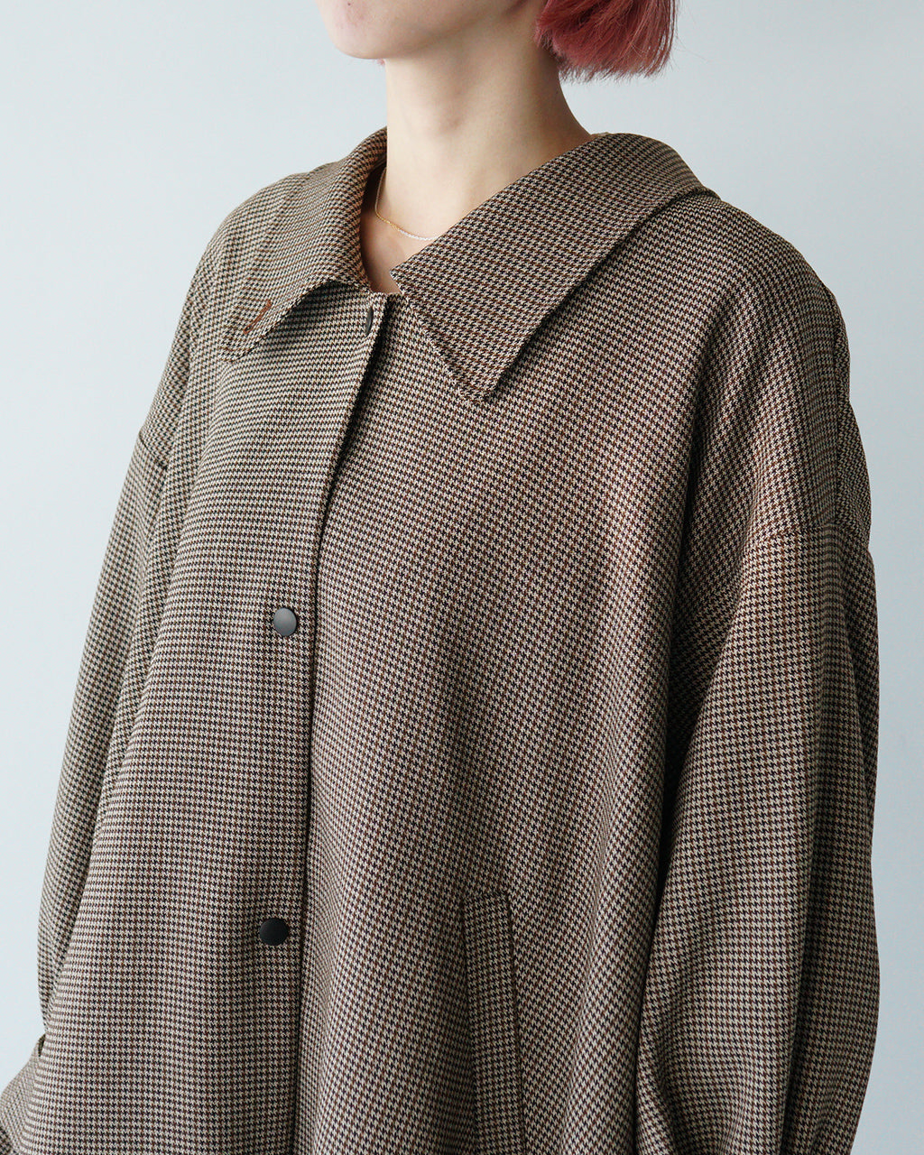 【SALE！40%OFF】WHYTO. ホワイト コート TENT LINE COAT テントライン コートアウター Aライン フレア チェック WHT24FJK4036 【送料無料】