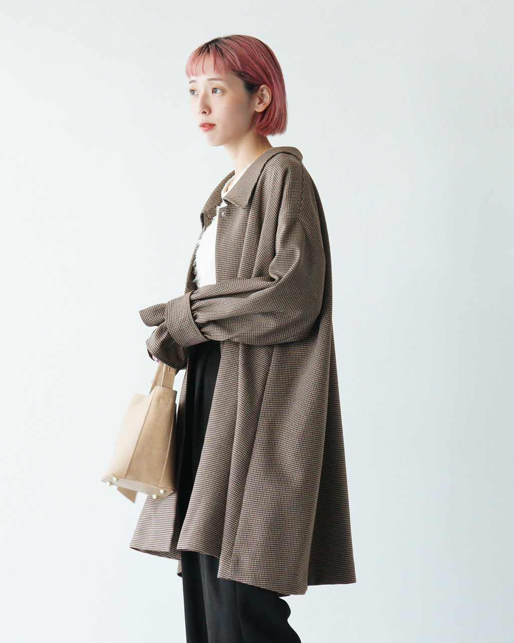 【SALE！40%OFF】WHYTO. ホワイト コート TENT LINE COAT テントライン コートアウター Aライン フレア チェック WHT24FJK4036 【送料無料】