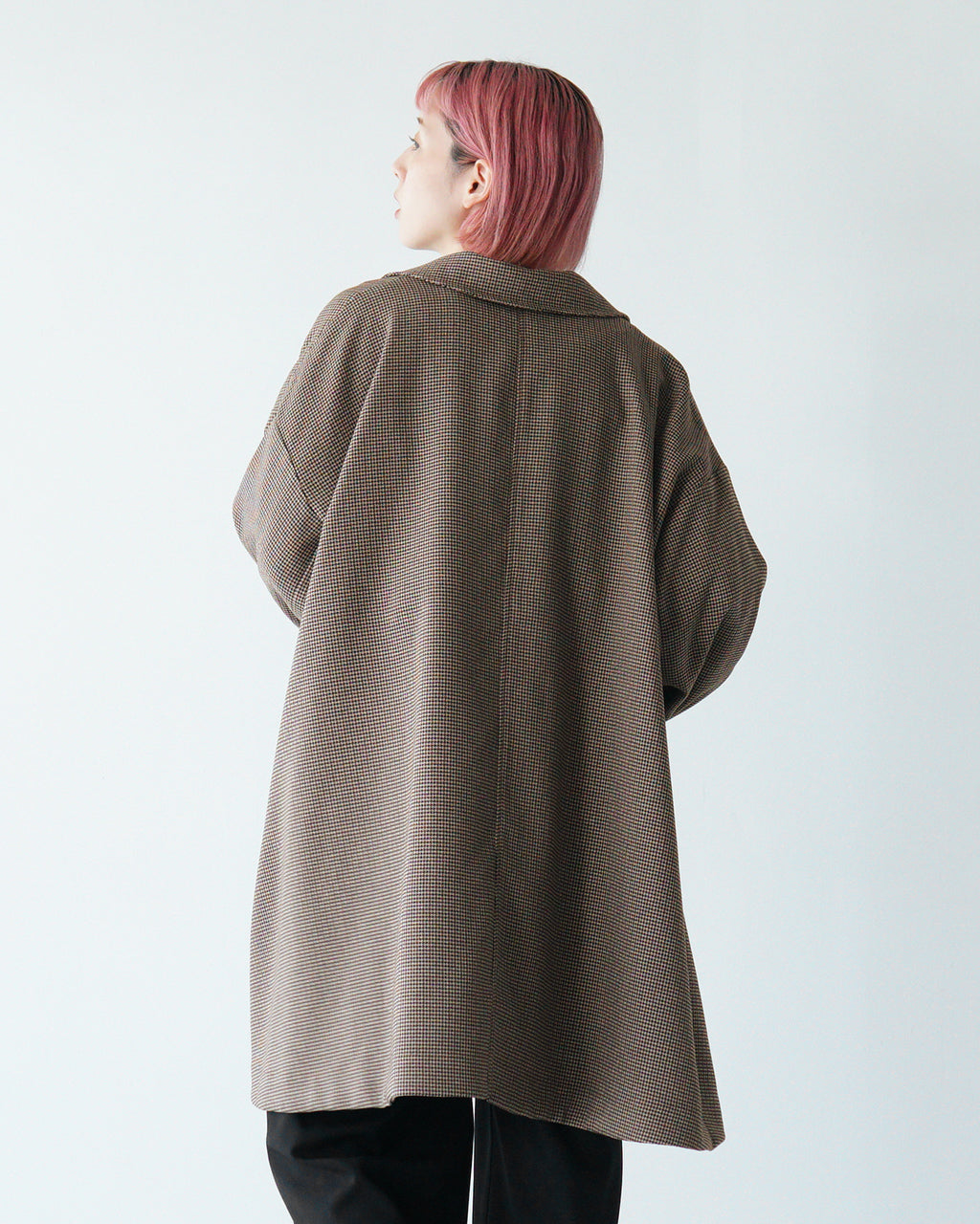 【SALE！40%OFF】WHYTO. ホワイト コート TENT LINE COAT テントライン コートアウター Aライン フレア チェック WHT24FJK4036 【送料無料】