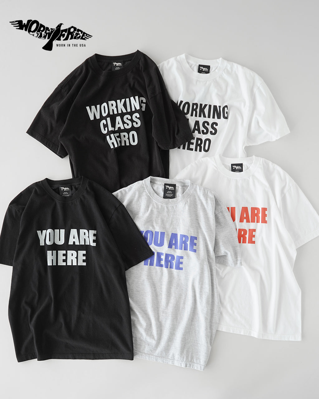 WORN FREE ウォーンフリー 半袖Tシャツ WORKING CLASS HERO YOU ARE HERE ジョンレノン ビートルズ WFR-VTG-000001 WFR-VTG-000003