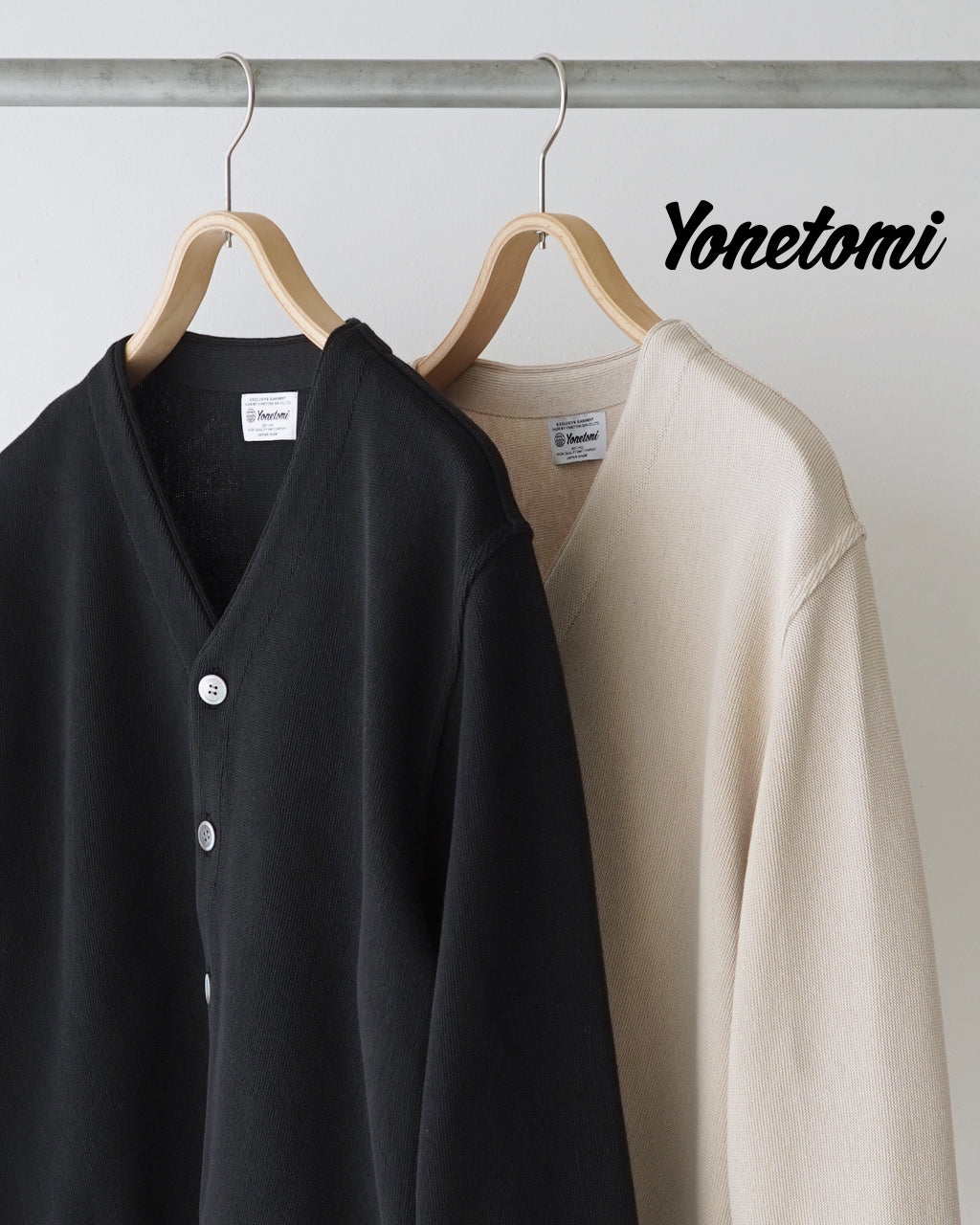 Yonetomi NEW BASIC 요네토미 뉴 베이직 기마 코튼 니트 카디건 V넥 GIMA COTTON KNIT CARDIGAN 95-252-019【무료우송】 