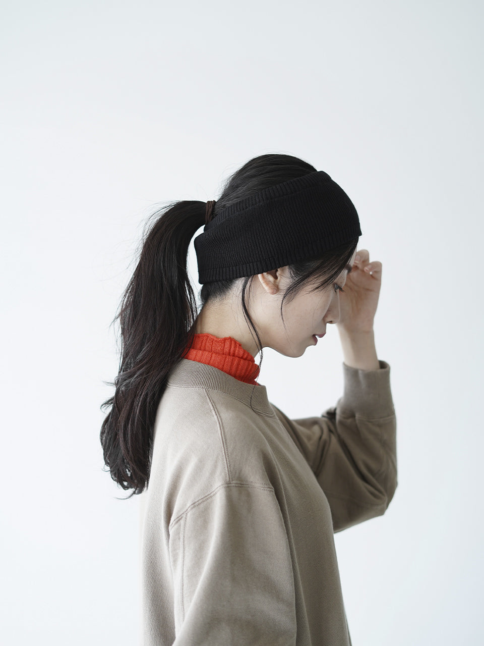 コット型silk rib headband & neckwarmer 帽子